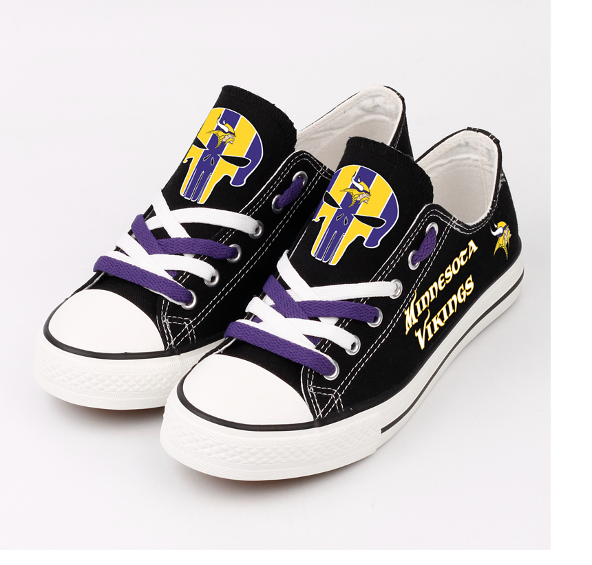 Minnesota Vikings Shoes Skulls Design Canvas Shoes For Fans