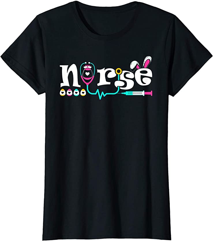 Womens Bunny Eggs Stethoscope Easter Nursing Tshirts For Nurses T-Shirt