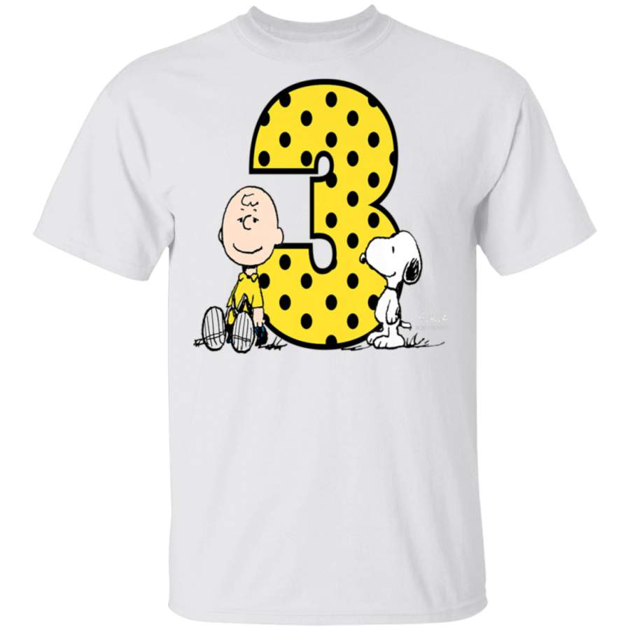 Kids Peanuts Charlie Brown and Snoopy Yellow Black Polka Dots 3 T-Shirt