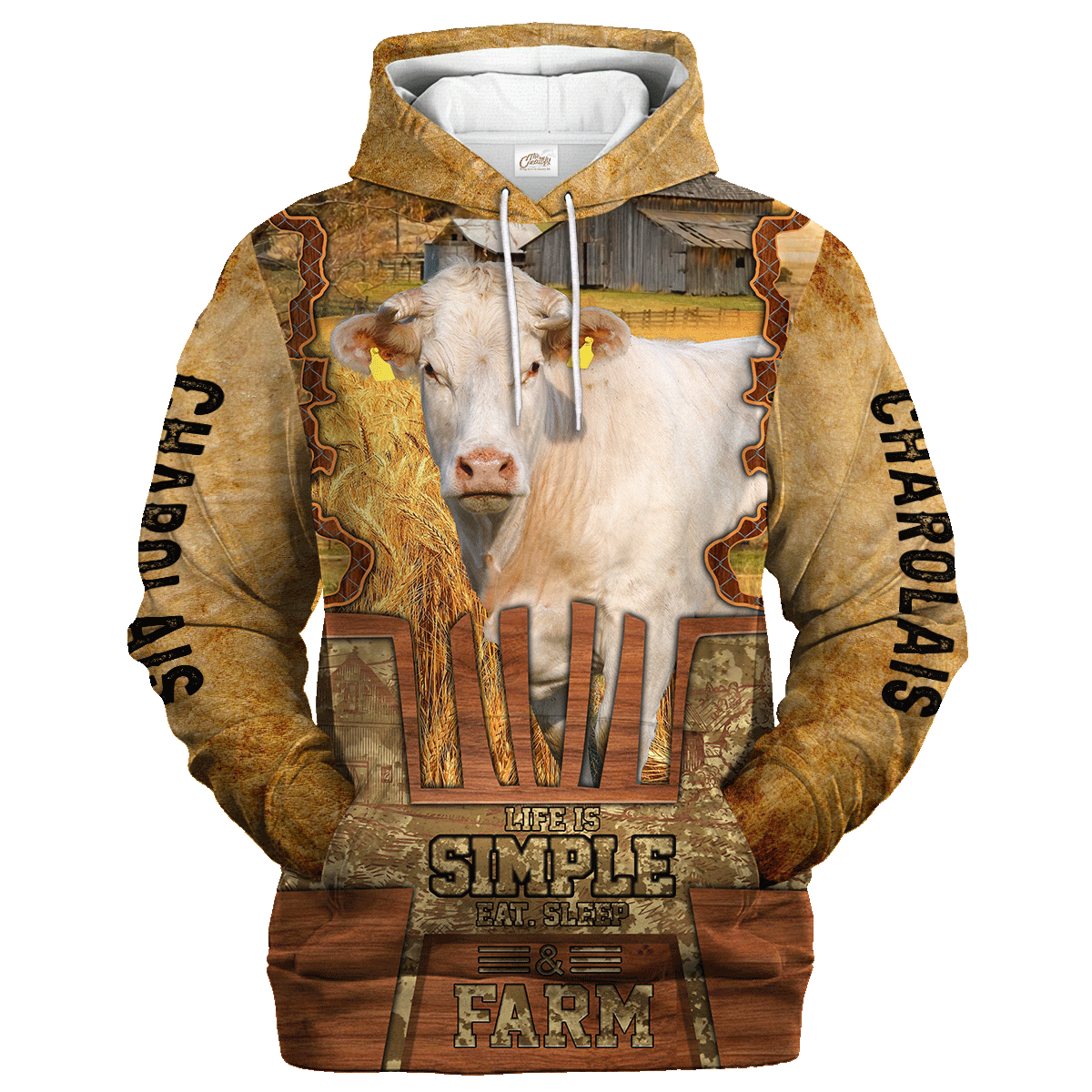 Charolais Life Is Simple A Farm Hoodie, Birthday Present To Farm Lover