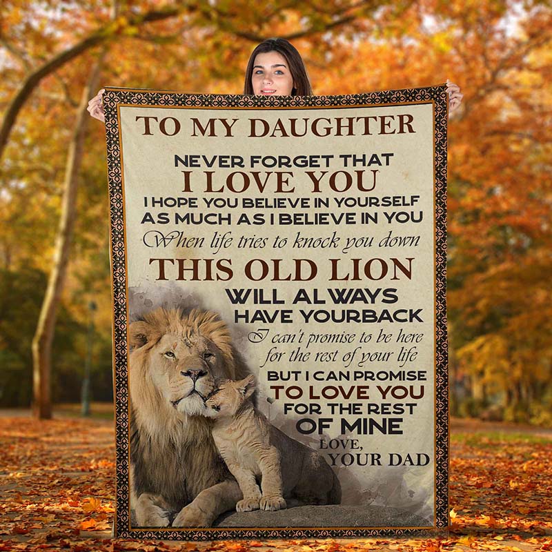 Skitongifts Blanket For Sofa Throws, Bed Throws Blanket – To My Daughter From Dad When Life Tries To Knock You Down This Old Lion-Tt1701