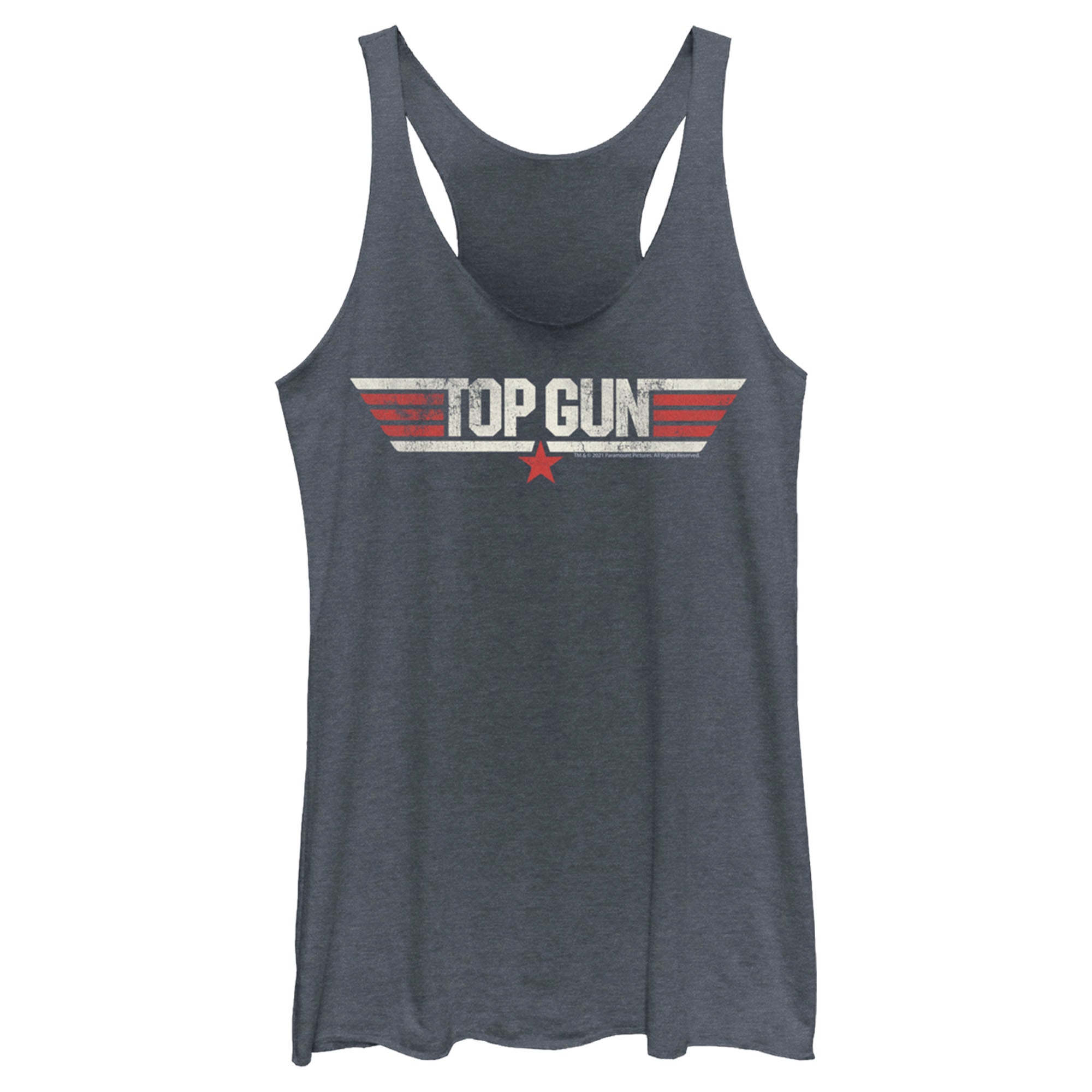 Women’S Top Gun Logo Distressed Racerback Tank Top