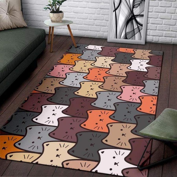 Lovely Kitten Faces Cat Rectangle Rug 5