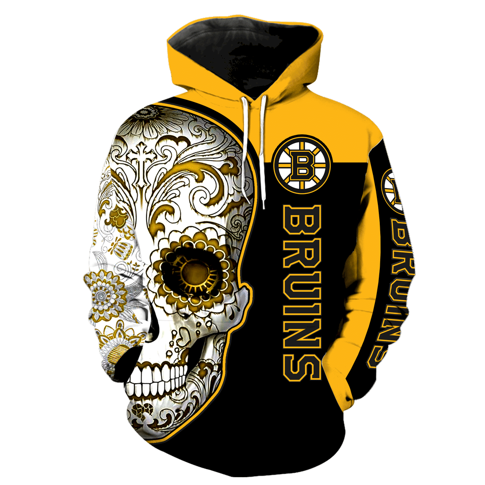 Boston Bruins Skull All Over Print K1058 Hoodie Zipper