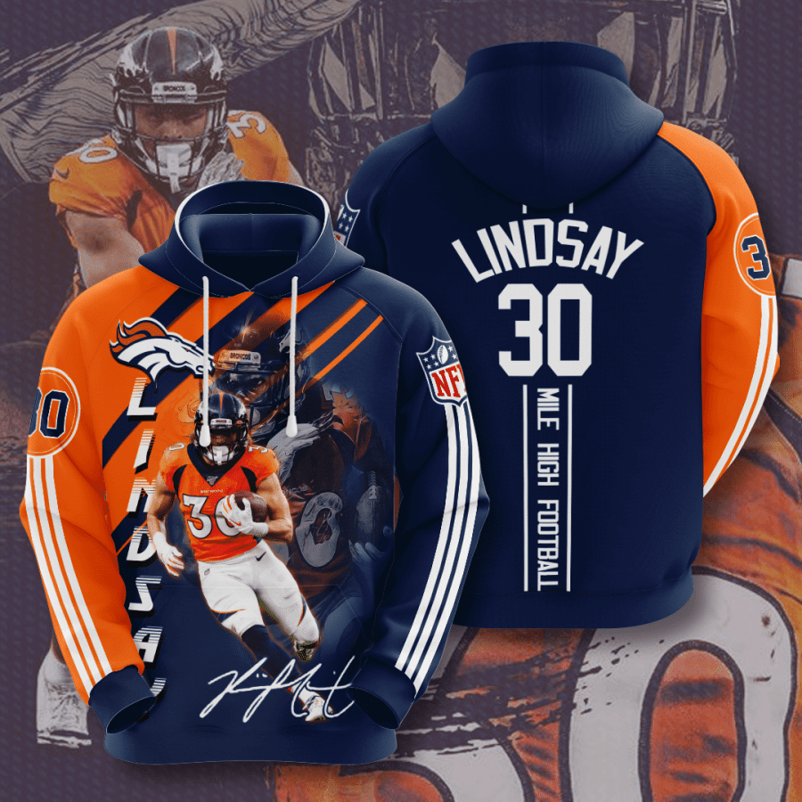 Denver Broncos Phillip Lindsay All Over Printed Hoodie