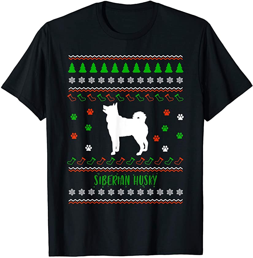 Ugly Christmas Siberian Husky Motif For Dog Lovers T-Shirt