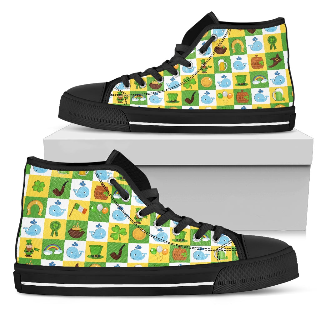 Whale And Saint Patrick’S Day Elements High Top Shoes