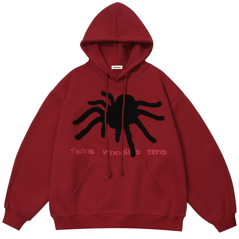 Lemandik Dark Style Hoodie Flocked Spider