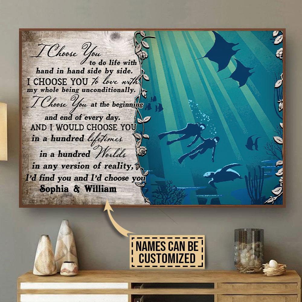 Aeticon Gifts Personalized Scuba Diving I Choose You Canvas Mom Dad Gift Home Decor