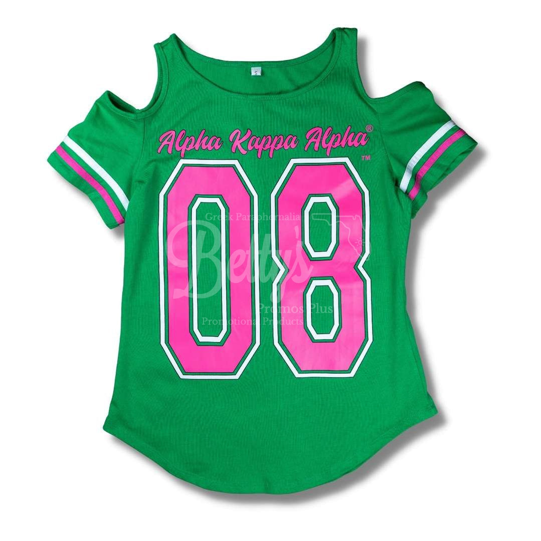 Alpha Kappa Alpha Cold Shoulder Aka 08 Screen Printed T-Shirt