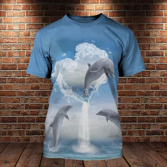 Heart Of Dolphins Ocean All Over Print For Dolphin Lovers Us Unisex Size Shirt