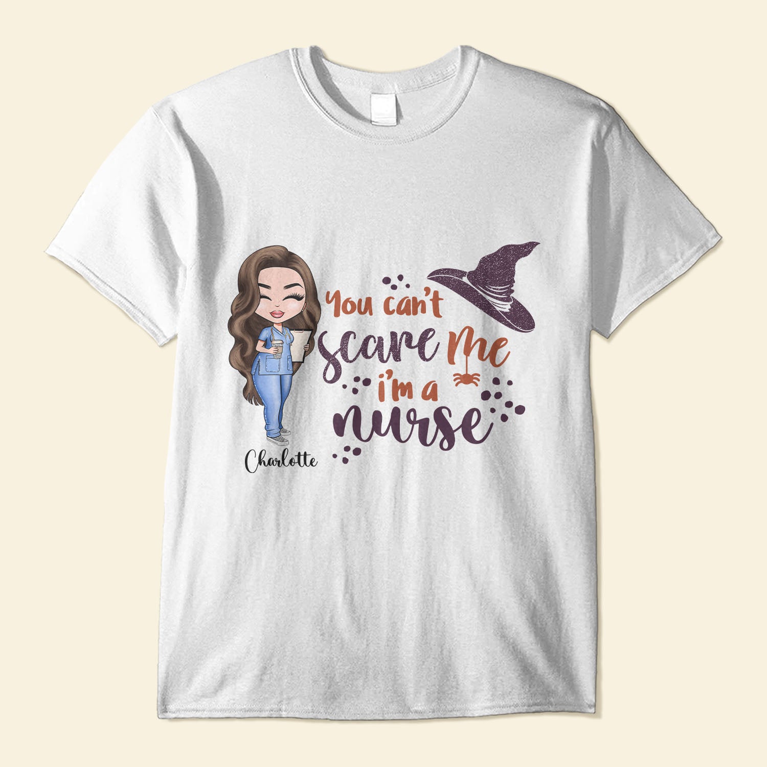 You Can’T Scare Me I’M A Nurse – Personalized Shirt – Halloween Gift For Doctor & Nurse – Cartoon Nurse