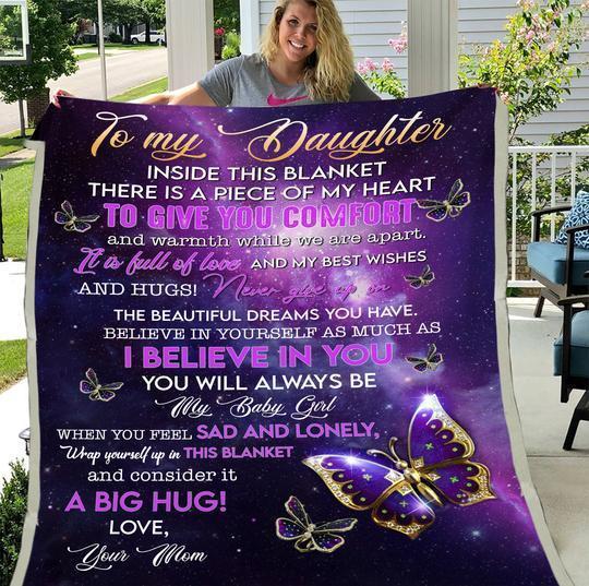 To My Daughter Never Give Up Your Dreams Fleece Blanket Animal Gift For Family,Birthday,Daughter,Butterflies Lover Gift Home Decor Bedding Couch Sofa Soft And Comfy Cozy