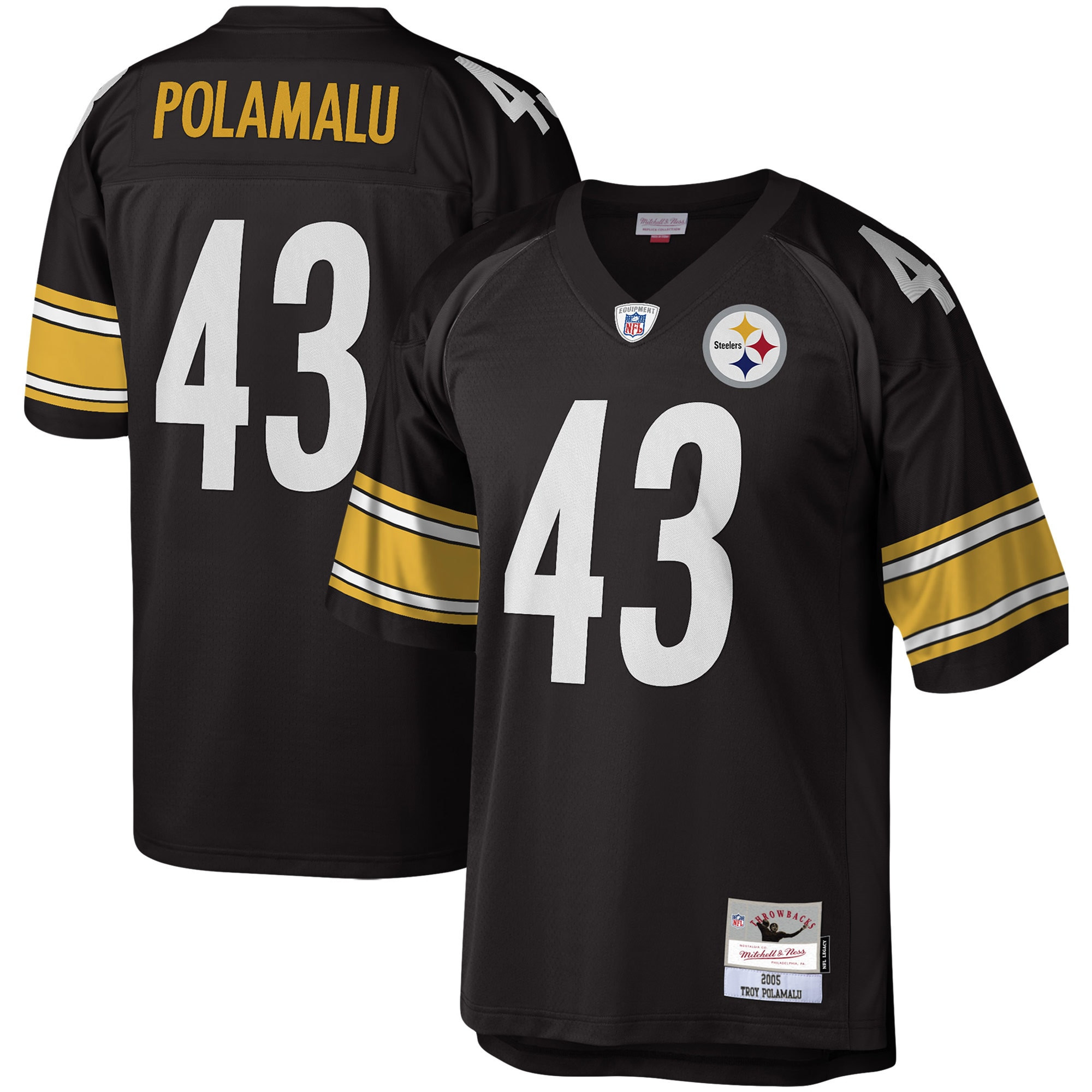 Troy Polamalu Pittsburgh Steelers Mitchell And Ness Legacy Replica Jersey Black NFL