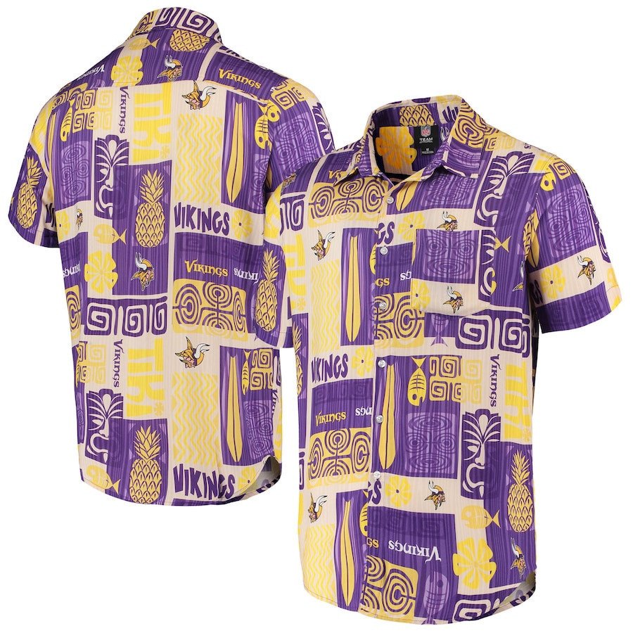 Minnesota Vikings Tiki Floral Woven Hawaii Shirt Ha7562