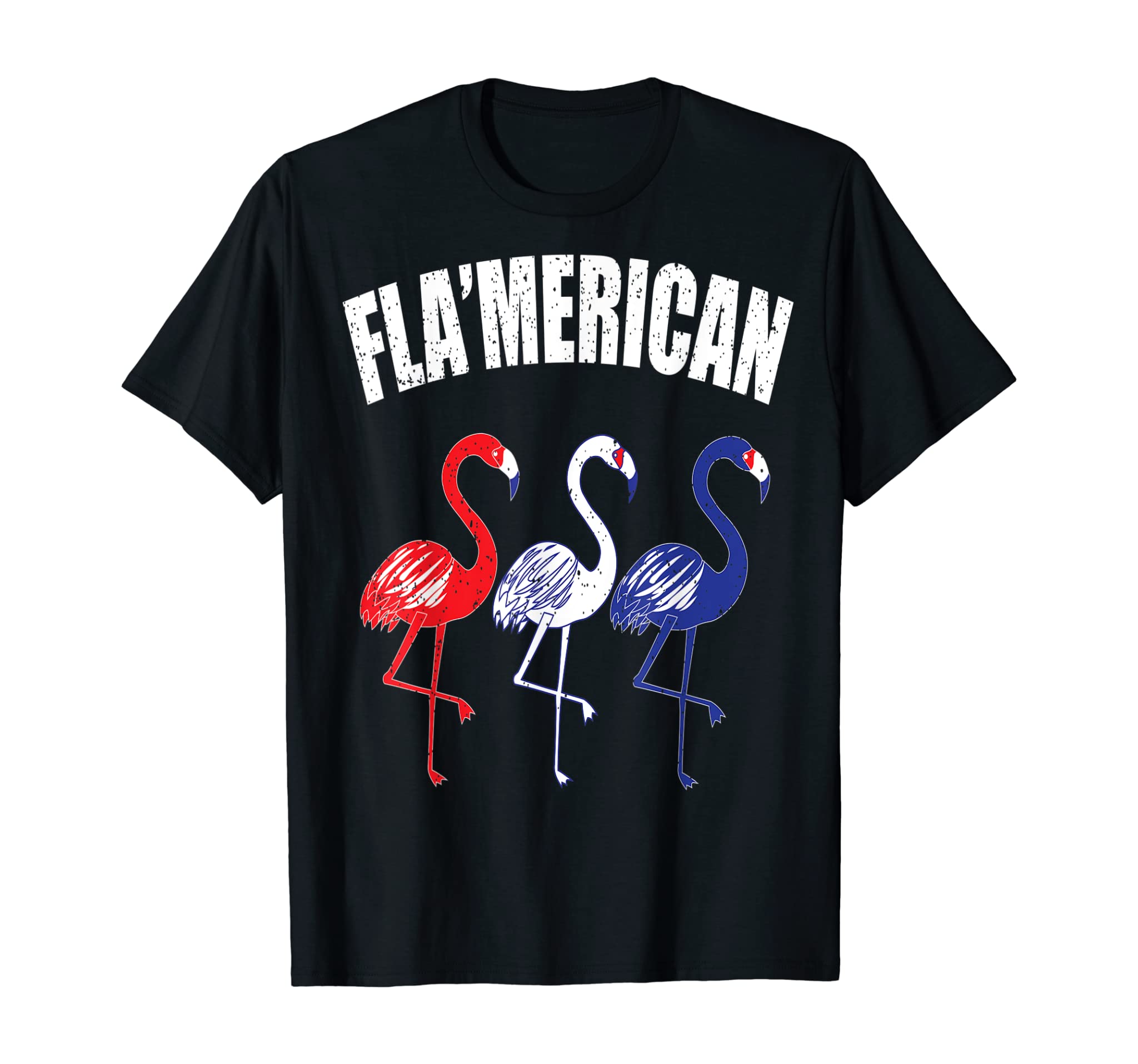 Patriotic Flamingo Red White Blue July 4th Independence Day T-Shirt