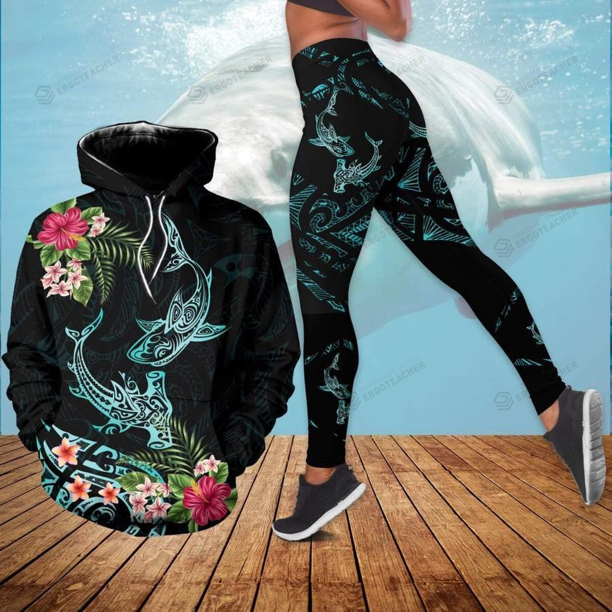 Shark Hoodie And Legging All Over Printed