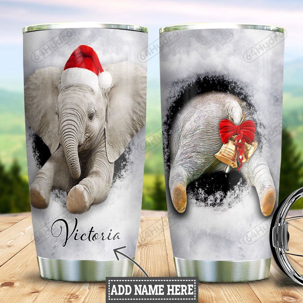 Personalized Christmas Elephant Snow Through Ttz1211012  Stainless Steel Tumbler Travel Customize Name, Text, Number, Image