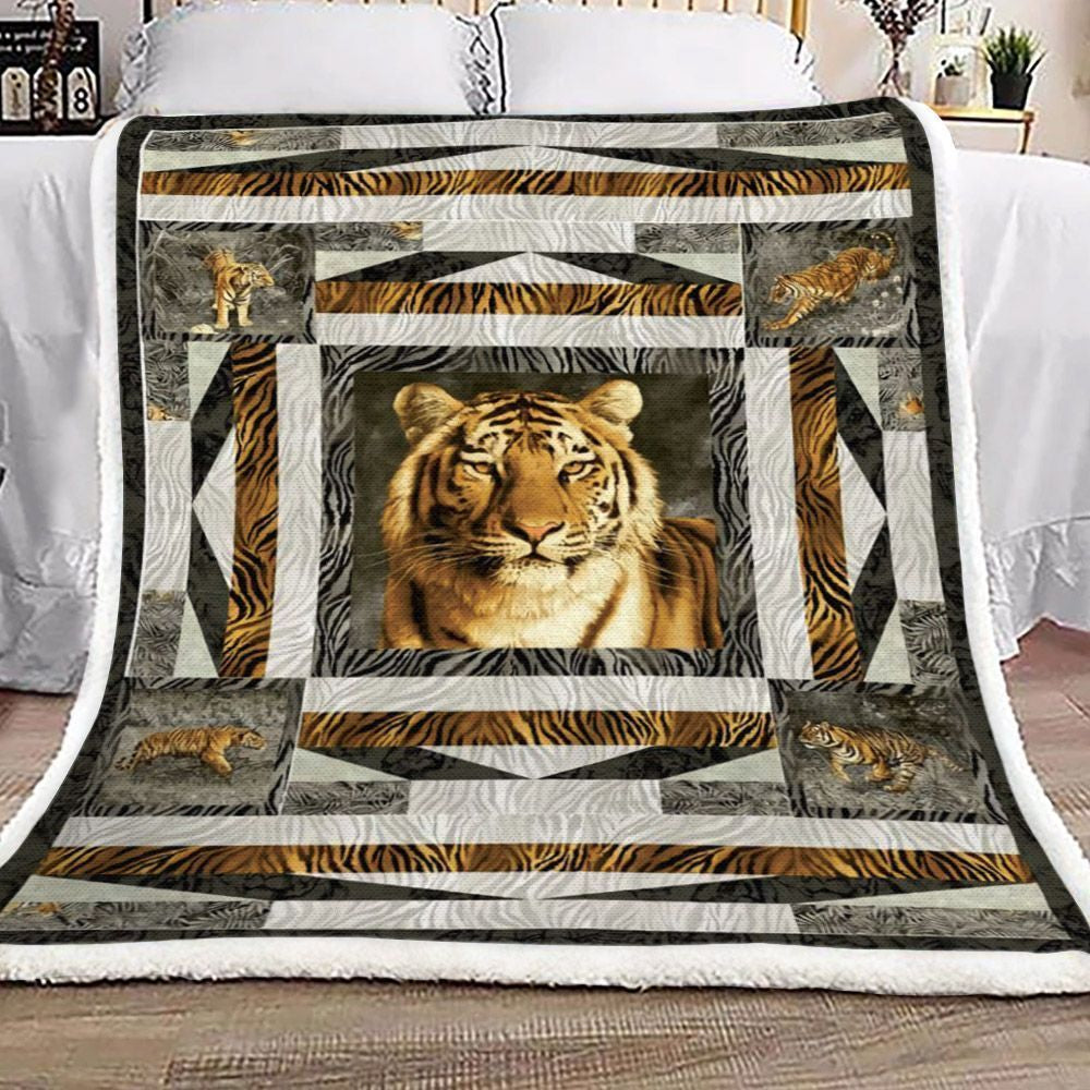 Tiger Sherpa Fleece Blanket Koto