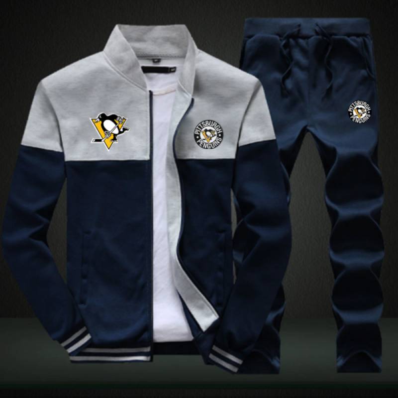 Pittsburgh Penguins Sweatshirt +Sweatpants Mens Clothing 2 Pieces Sets Slim Tracksuit