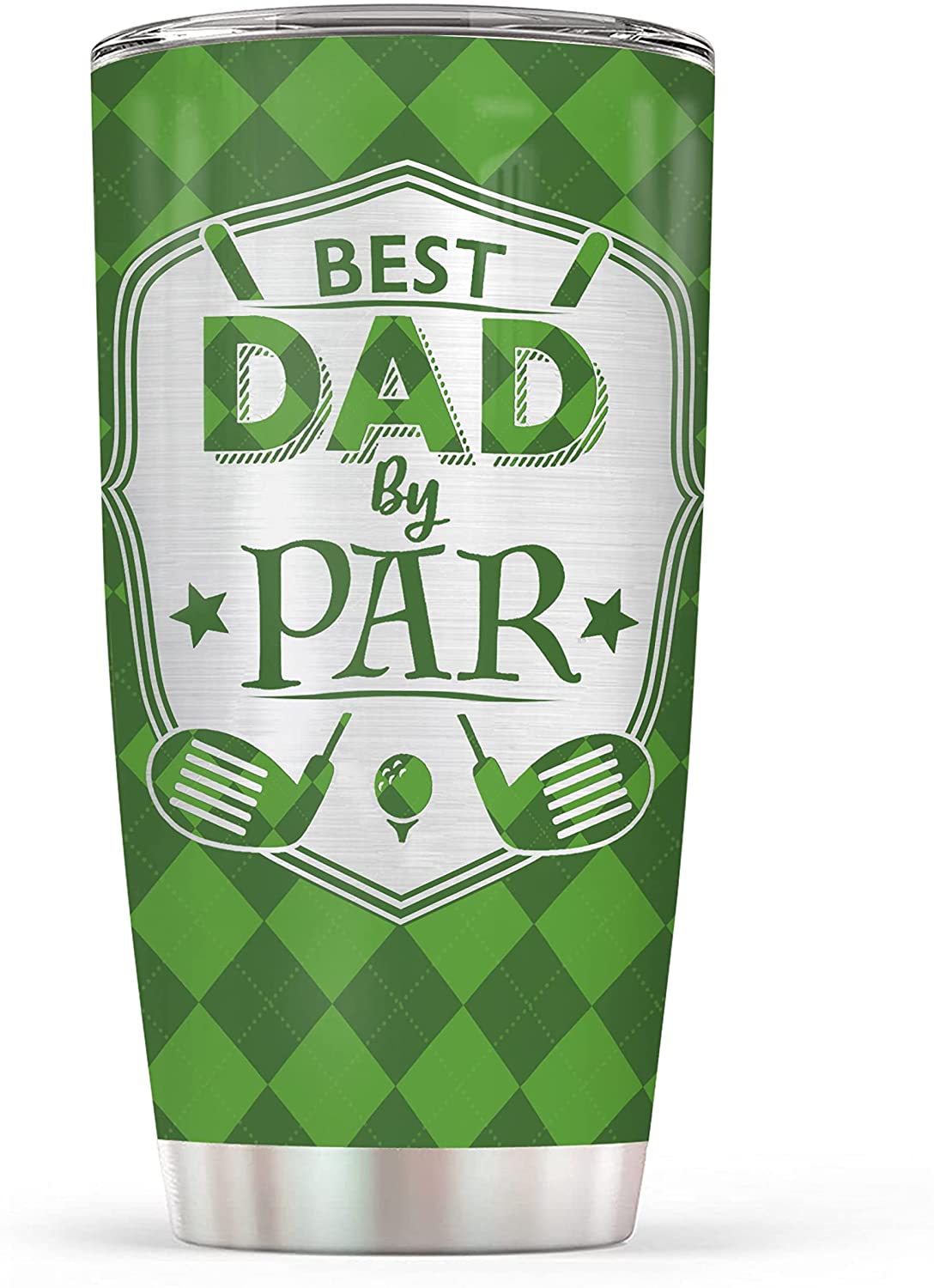 Best Dad By Par Tumbler – 20 Oz Stainless Steel Insulated Mug With Lid – Father’S Day, Christmas, Birthday Golf Gifts For Dad, Step Dad, Bonus Dad, Father-In-Law, Dad-To-Be, Husband