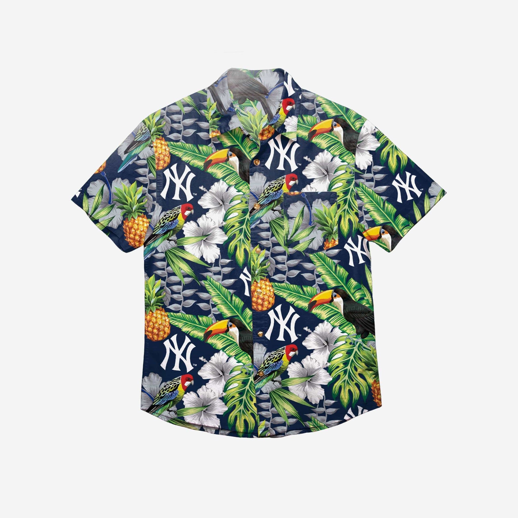 New York Yankees Floral Button Up Hawaii Shirt Ha98589