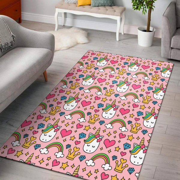Unicorn Pattern Print Area Rug