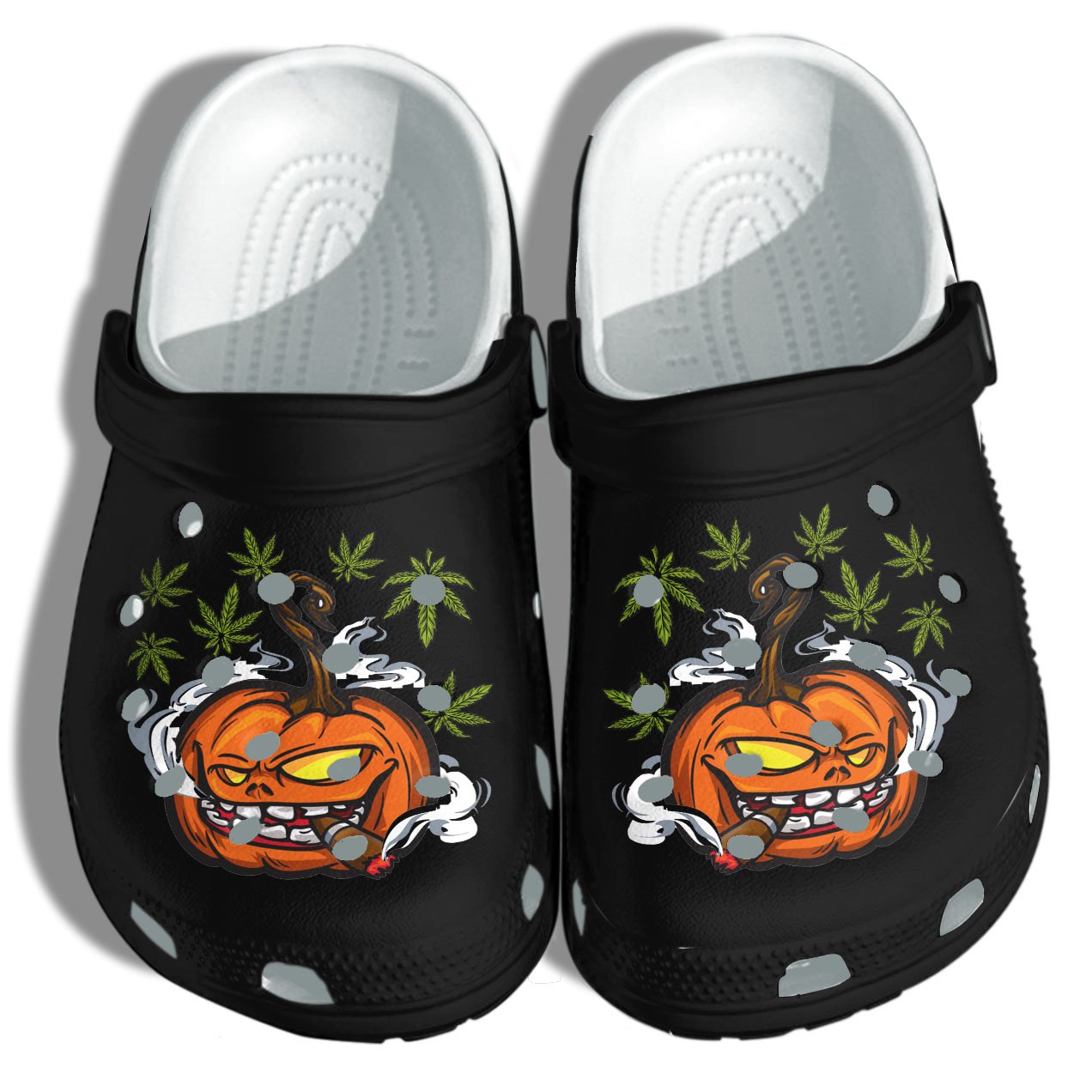 Pumpkin Smoking Funny Weed Tattoo Halloween Crocs Shoes – Halloween Clog Crocs Crocband Clog Birthday Gift For Man Women