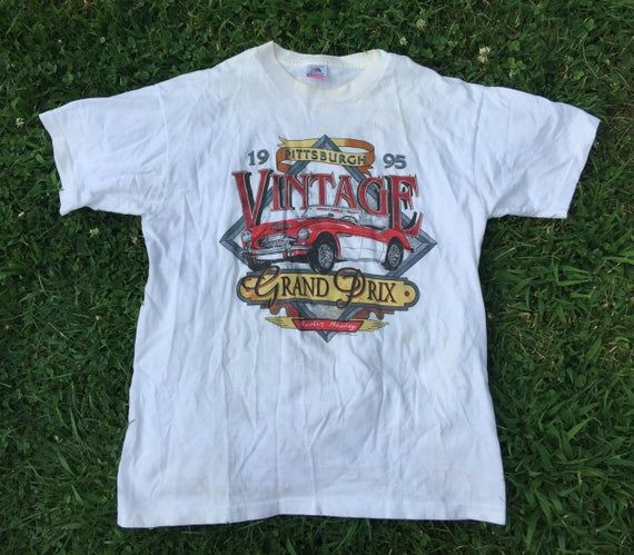 Vintage 90S Pittsburgh Vintage Grand Prix 1995 White Arge Shirt