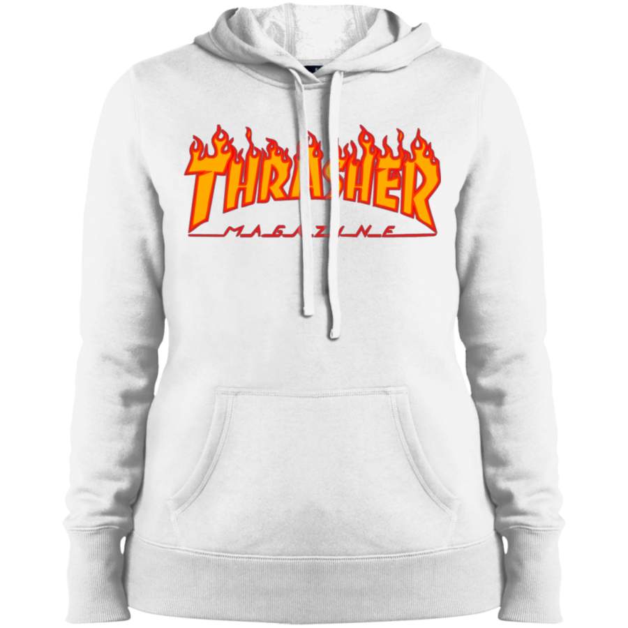 Thrasher Magazine Skateboarding Fire Design Ladies Pullover Hoodie