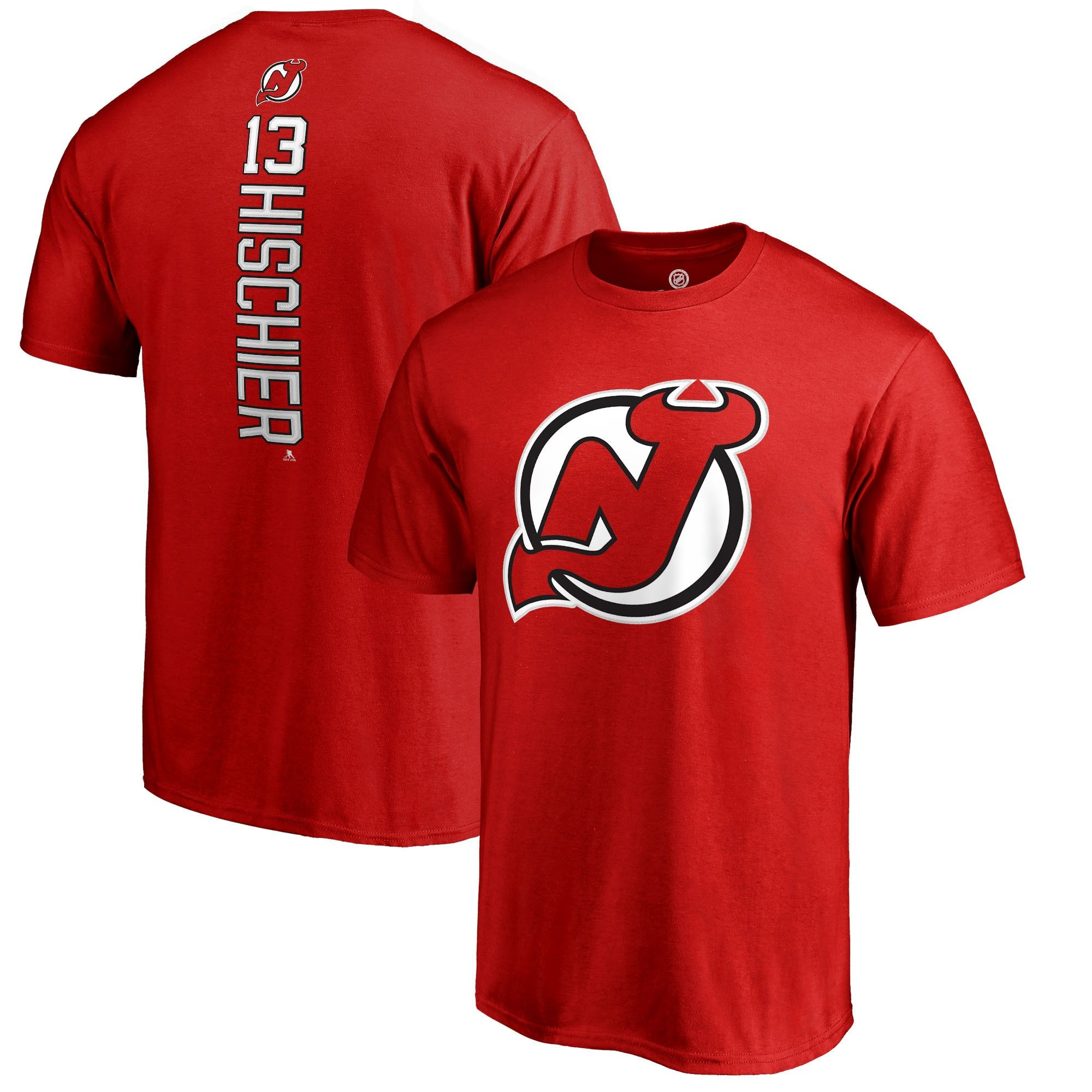 Men’S Fanatics Branded Nico Hischier Red New Jersey Devils Big & Tall Backer Name & Number T-Shirt