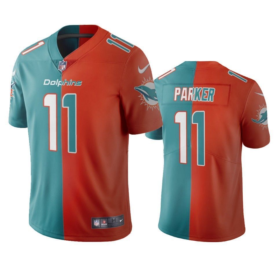 Dolphins Devante Parker Vapor Limited Aqua Orange Two Tone Mens Jersey