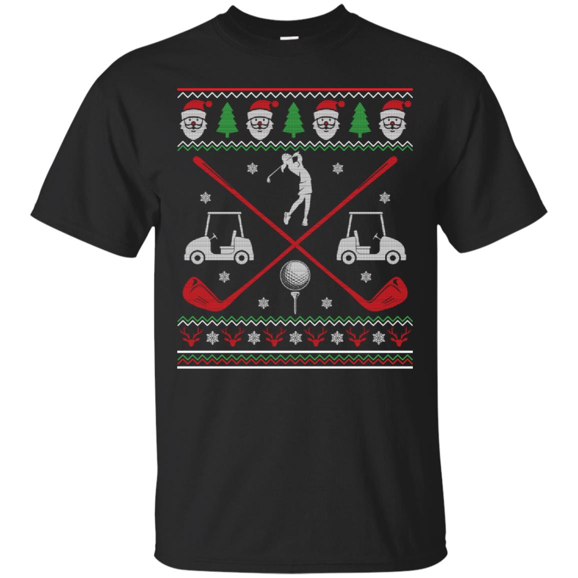 Ugly Sweater Snow Playing Golf Picture Santa Xmas Tree Shirt