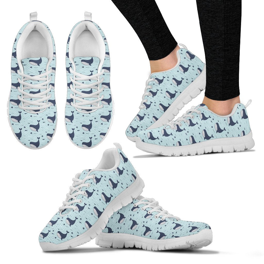 Whale Cute Design Themed Print Women Sneakers