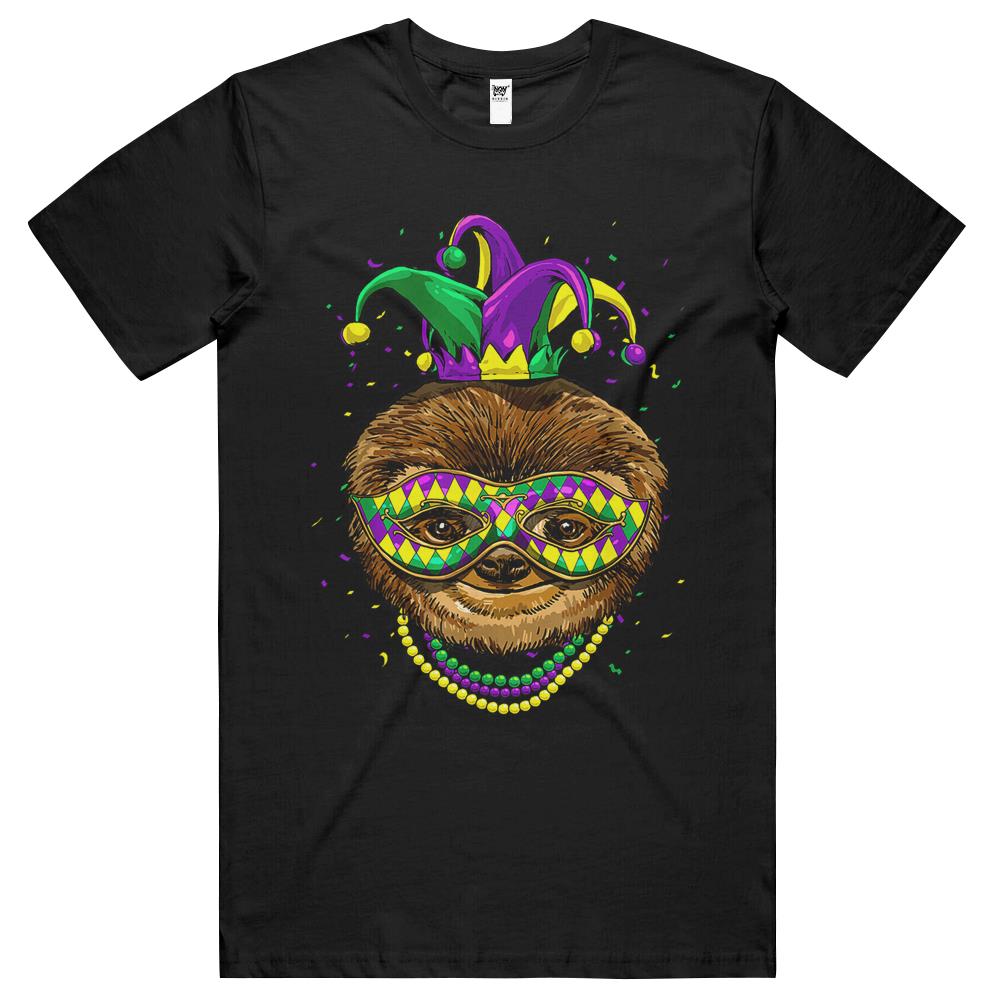 Sloth Animal Lover Cute Mardi Gras Carnival Jester T Shirts