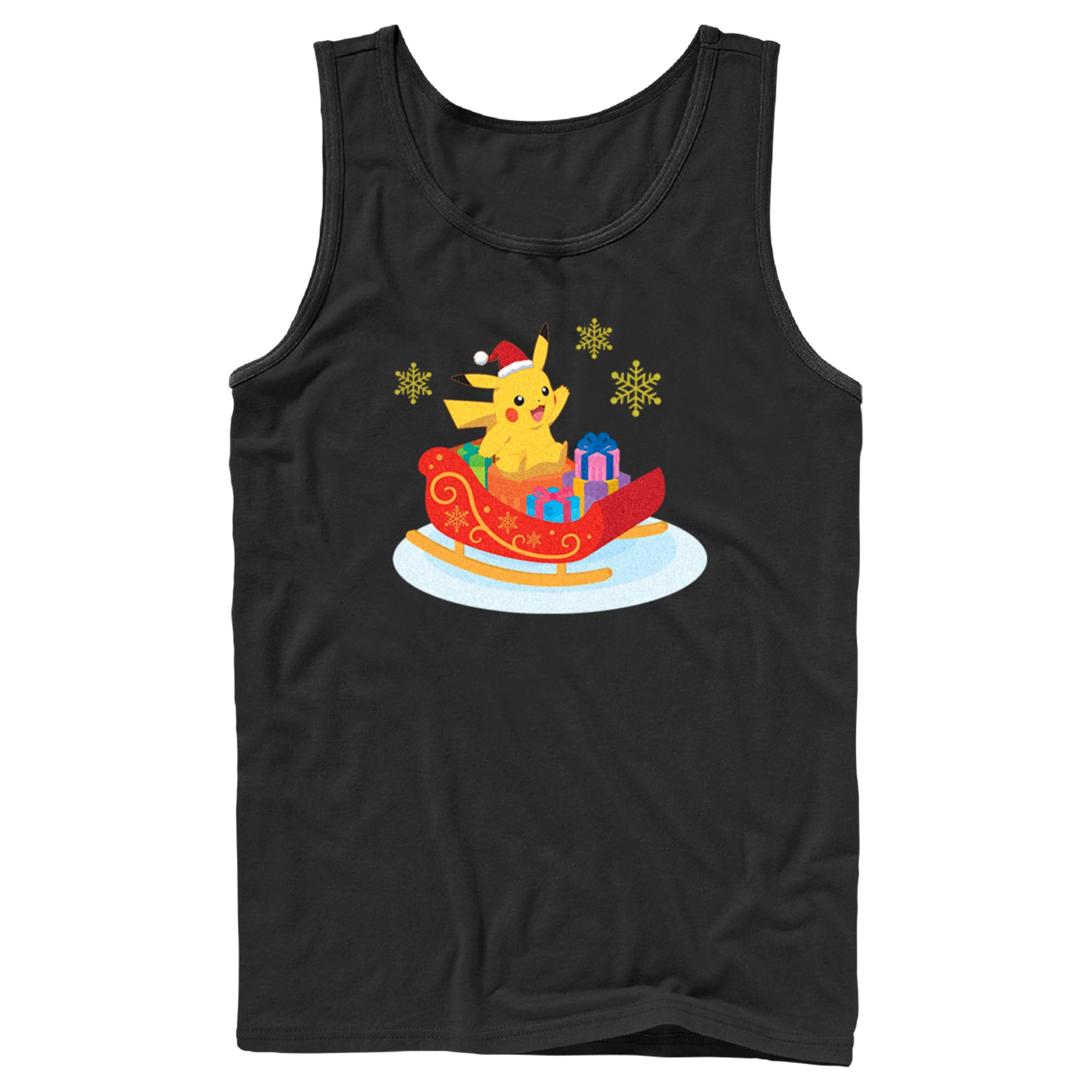 Men’S Pokemon Christmas Pikachu Sleigh Tank Top