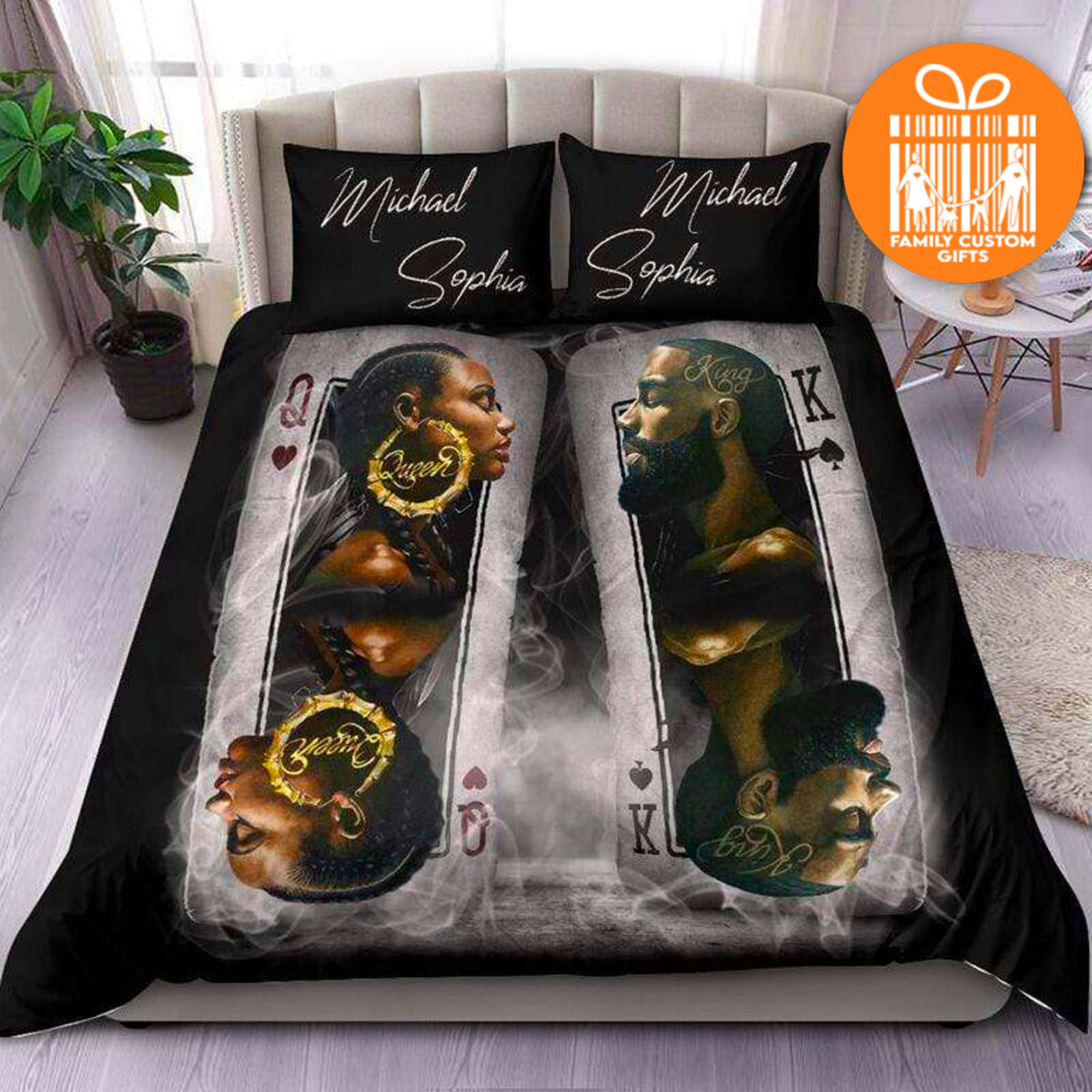 Custom Quilt Sets For Teens Adult African Black King And Queen Personalized Quilt Bedding For Couple