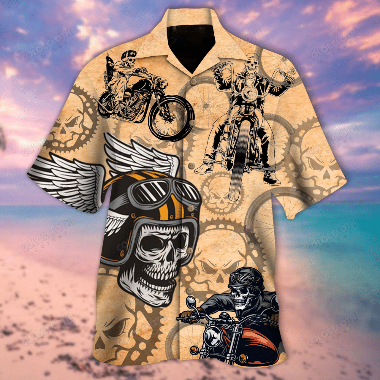 Skull Biker Hawaiian Shirt Ha34522