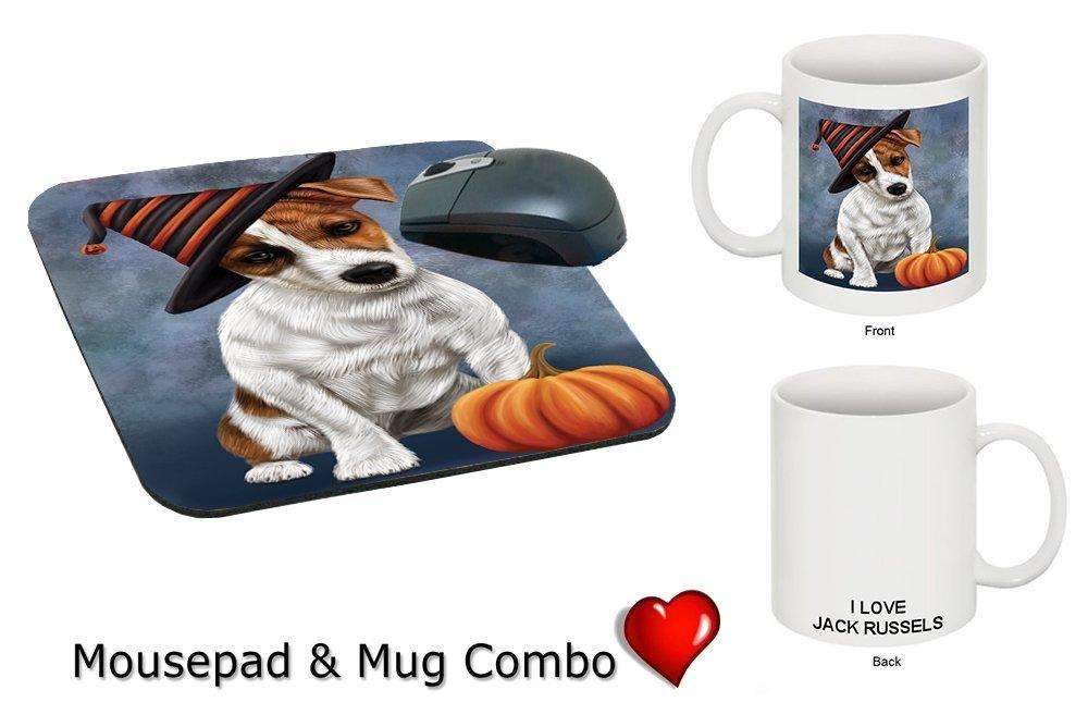 Christmas Happy Holidays Jack Russell Terrier Puppy Wearing Witch Hat Mug & Mousepad Combo Gift Set Mmcg0630