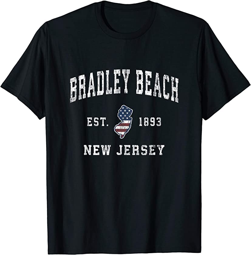 Bradley Beach New Jersey NJ Vintage American Flag Design T-Shirt