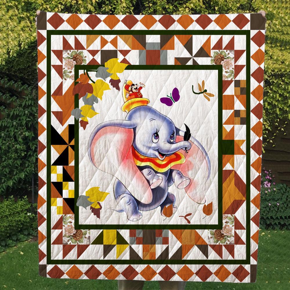 Baby Elephant Play With Butterfly On White Background  Quilt Blanket