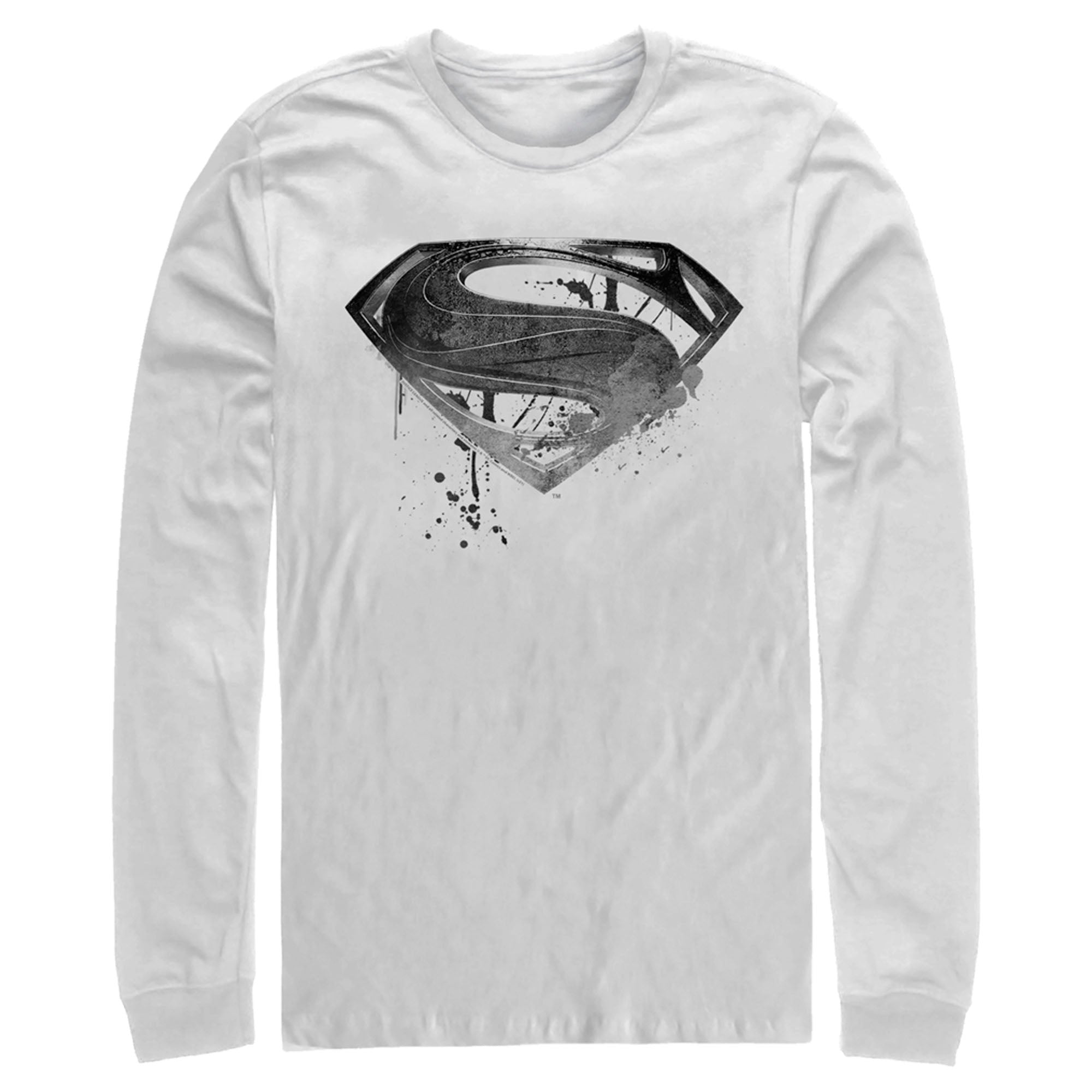 Zack Snyder Justice League Men’S Superman Silver Logo  Long Sleeve Shirt