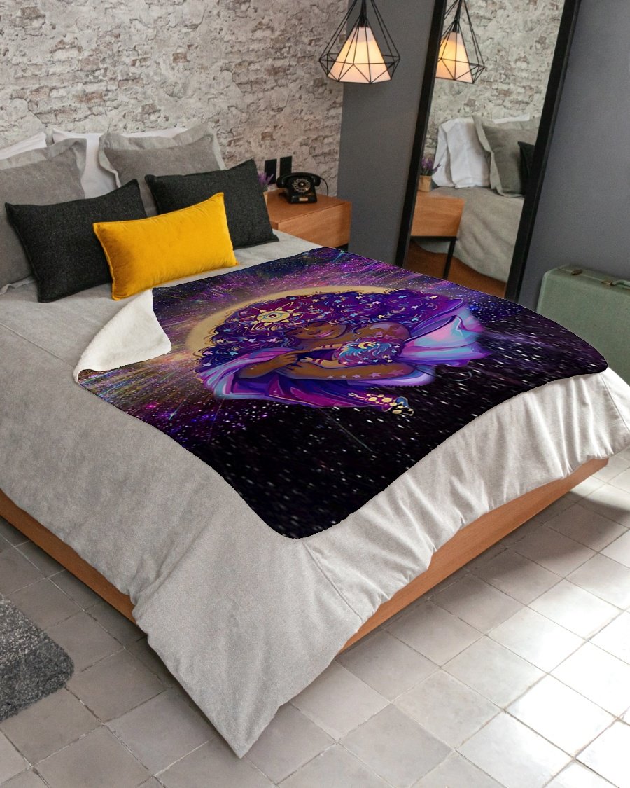 African American – Beauty Mother And Baby Galaxy Fleece Blanket – Quilt Blanket