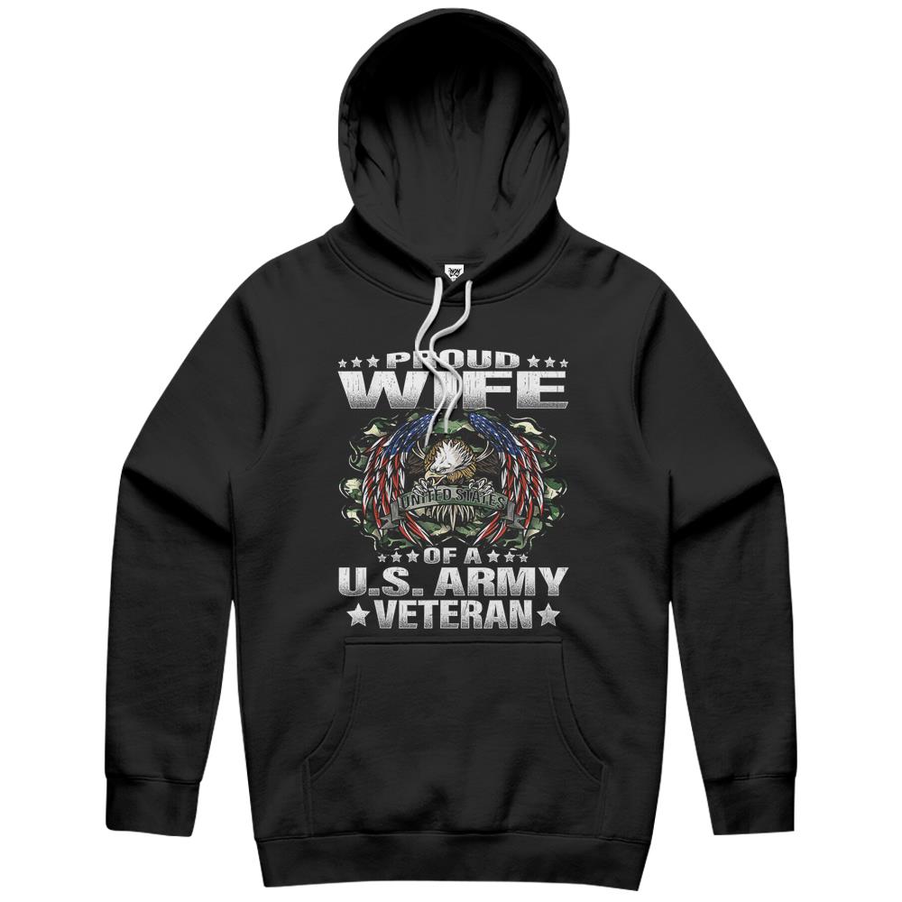 Proud Wife Of A Us Army Veteran Military Vet’S Spouse Hoodie