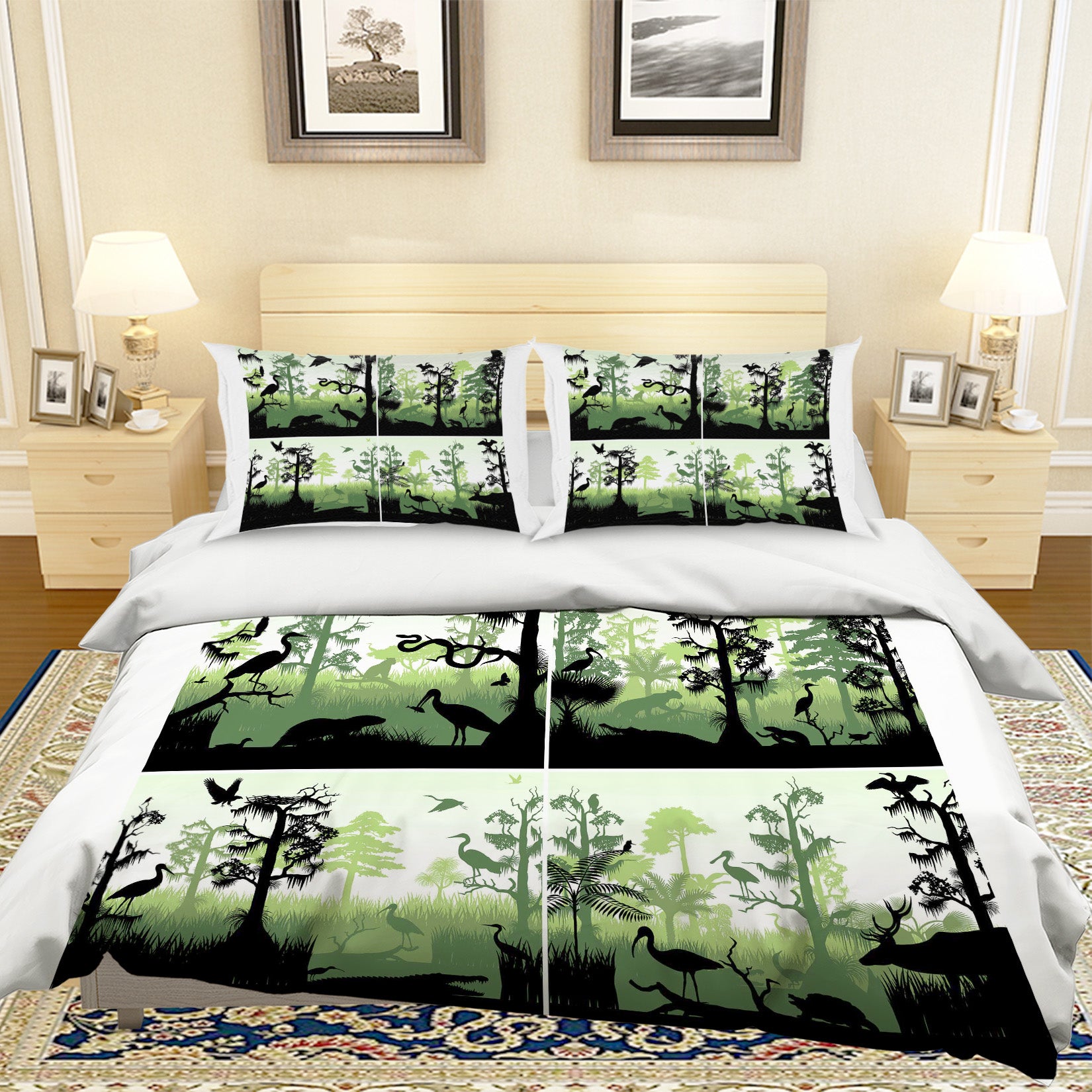 3D Green Trees Grassland Animal Quilt Cover Set Bedding Set Pillowcases 73