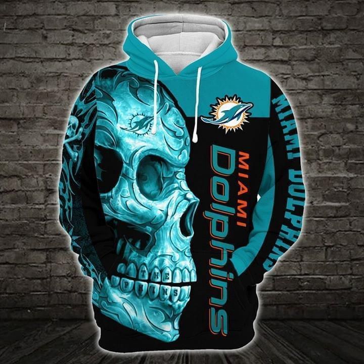 Miami Dolphins Skull Hoodies Sweatshirt