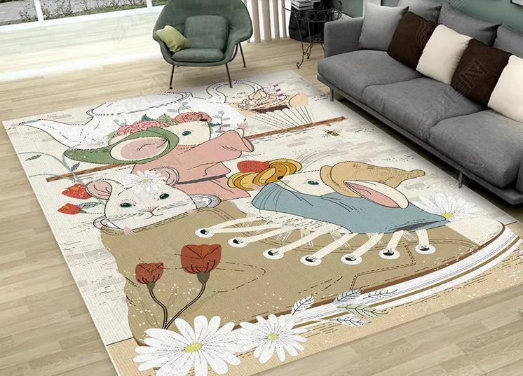 3D Cartoon Rabbit Pattern Non-Slip Rug Mat 216