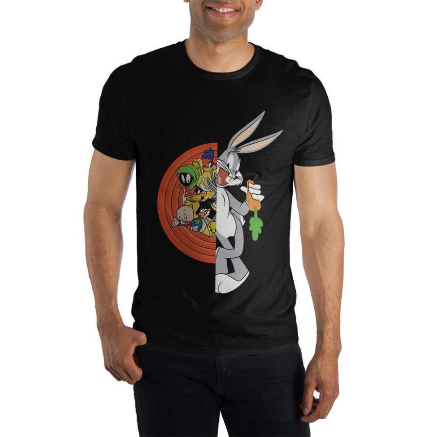 Looney Tunes Characters Featuring Bugs Bunny Men’s Black T-Shirt