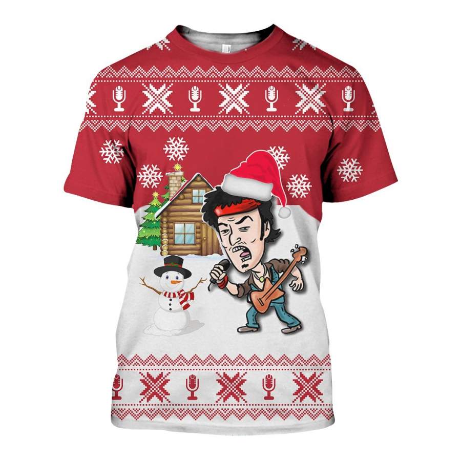 3D All Over Printed Christmas Ugly Sweater Bruce Springsteen Shirts and Shorts