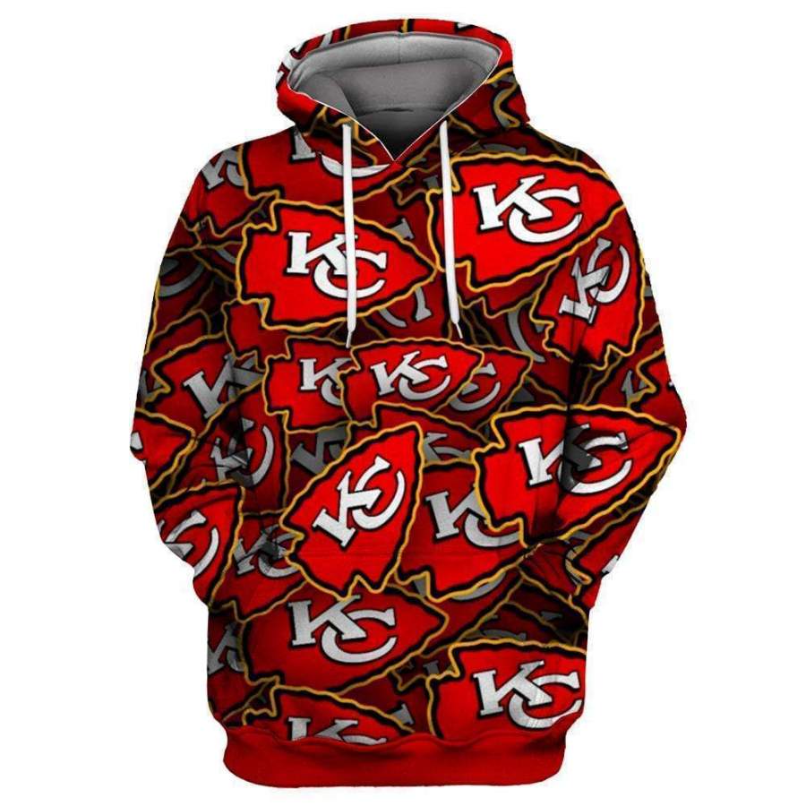 3D Kansas City Chiefs Printed Hooded Pocket Pullover Sweater 359 style